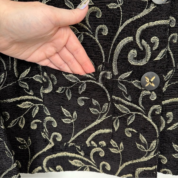 Parsley And Sage Women’s Reversible Jacket Size XL Black Gold Tapestry Jacquard - Picture 7 of 13